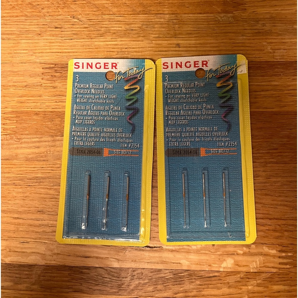 Singer Premium Regular Point Overlock Needles for sewing 2 packs of 3